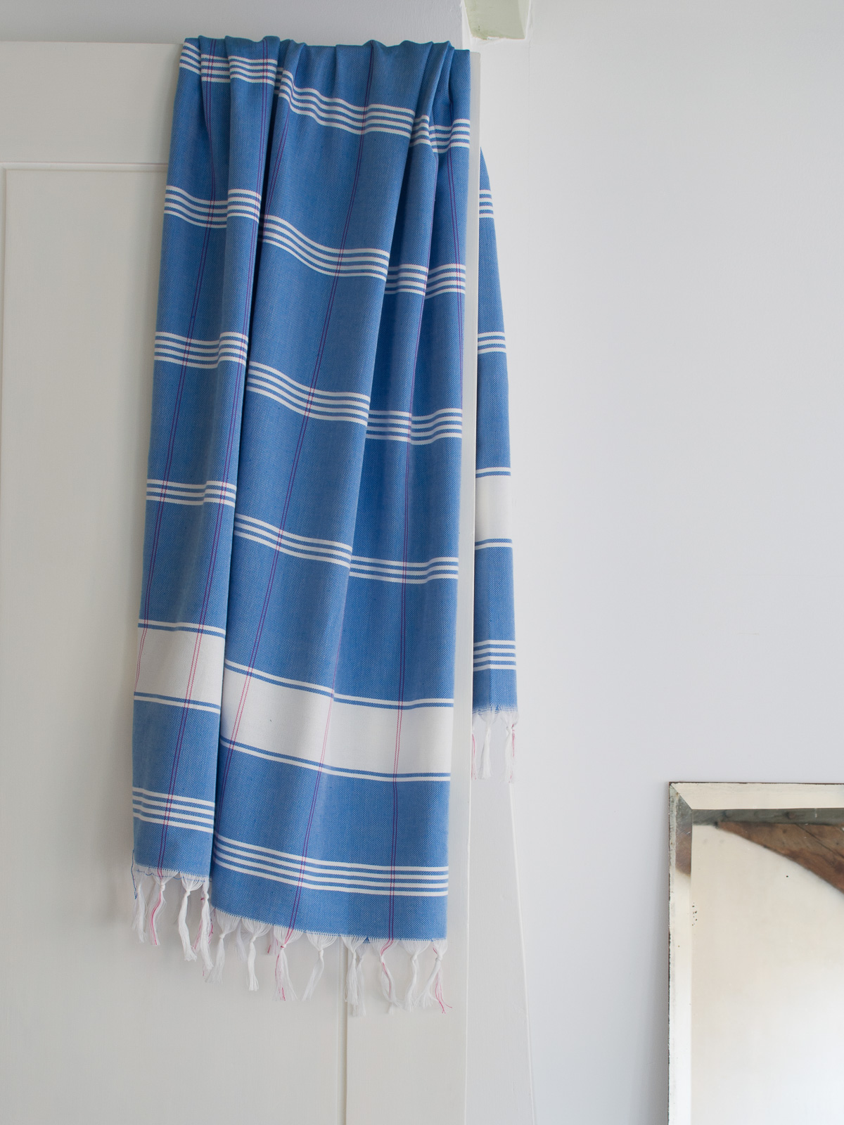 hammam towel checkered mediterranean blue/white
